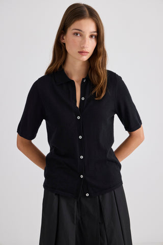 Featherlight Cashmere Shirt – Black | Laing