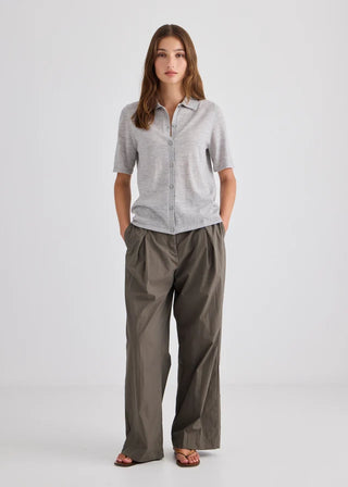 Featherlight Pure Cashmere T-Shirt – Grey Marle | Laing