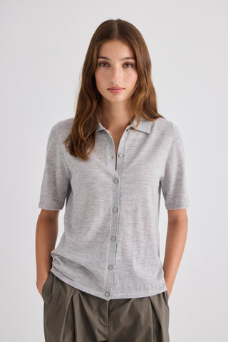 Featherlight Cashmere Shirt – Grey Marle | Laing