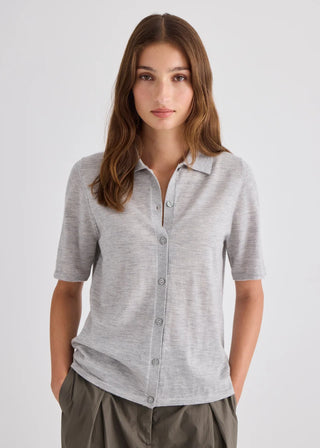 Featherlight Pure Cashmere T-Shirt – Grey Marle | Laing