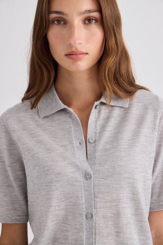 Featherlight Cashmere Shirt – Grey Marle | Laing
