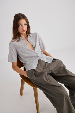 Featherlight Cashmere Shirt – Grey Marle | Laing