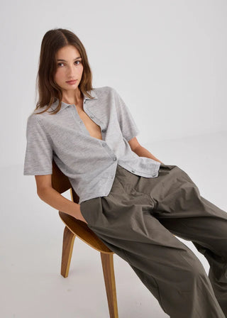 Featherlight Pure Cashmere T-Shirt – Grey Marle | Laing