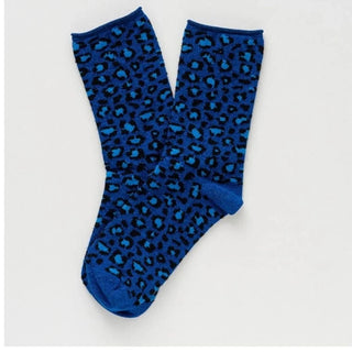 Glitter Lurex Socks – Leopard Night Blue | KLUE