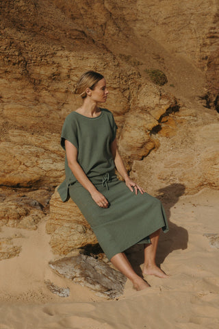 Retreat Cotton Twist Sleeveless Pullover – Rainforest | Talamaya