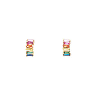 Rainbow Baguette Cluster Huggies | Fairley