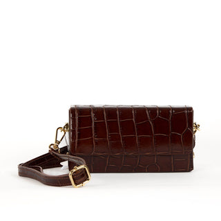 Margot Clutch - Brown Croco Leather | Maison Fanli