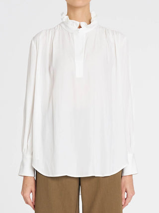 Frill Neck Blouse - White | Mela Purdie