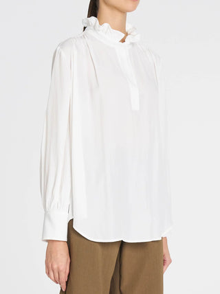 Frill Neck Blouse - White | Mela Purdie