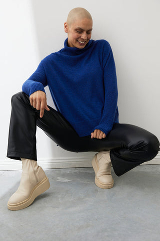 Mia Fratino | Gigi Step Roll neck Sweater | Indigo