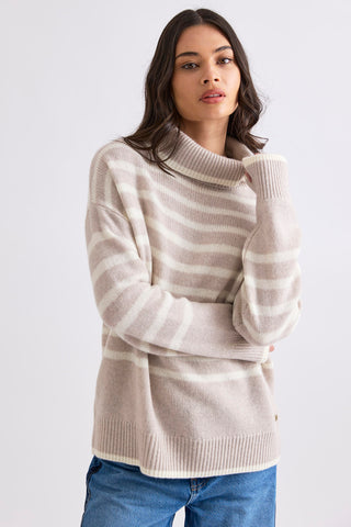 Hunter Stripe Rollneck - Alabaster/Winter White | Mia Fratino