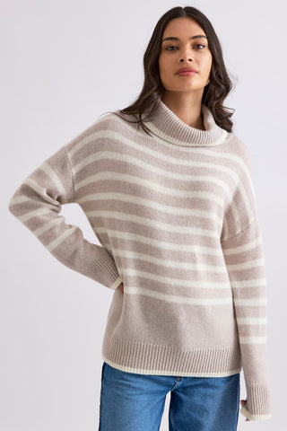 Hunter Stripe Rollneck - Alabaster/Winter White | Mia Fratino