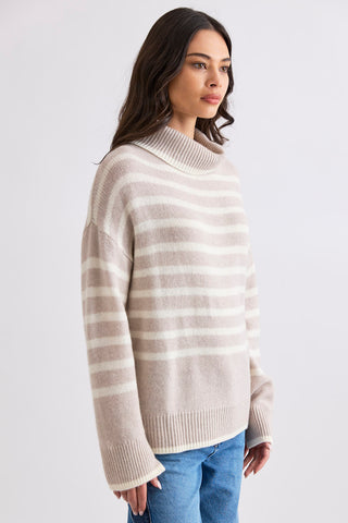 Hunter Stripe Rollneck - Alabaster/Winter White | Mia Fratino