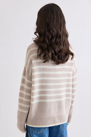 Hunter Stripe Rollneck - Alabaster/Winter White | Mia Fratino