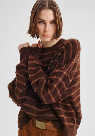 Albi Knit Pullover - Toffee Stripe | Morrison