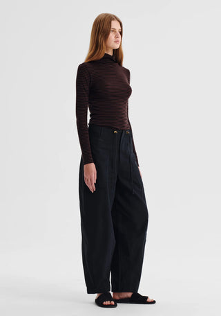 Morri Merino Stripe High Neck - Espresso/Black | Morrison