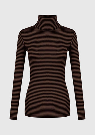 Morri Merino Stripe High Neck - Espresso/Black | Morrison