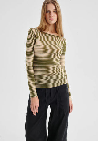 Morri Merino Stripe Round Neck - Avo/Birch | Morrison