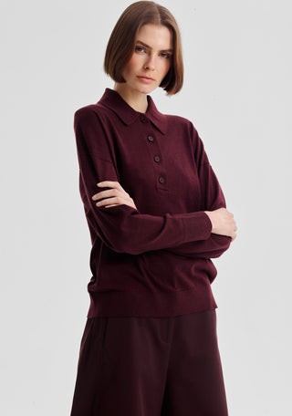 Oxford Merino Knit Polo - Pinot | Morrison