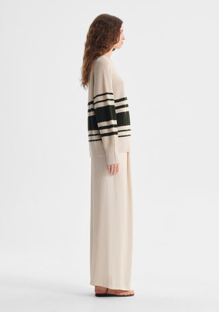 Regatta Knit Pullover - Khaki/Ecru | Morrison