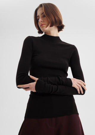 Talia L/S Merino Knit Top - Black | Morrison
