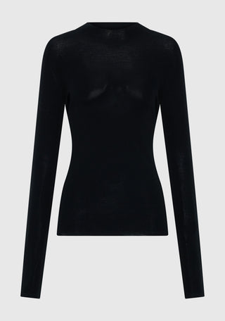 Talia L/S Merino Knit Top - Black | Morrison