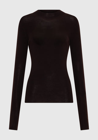 Talia L/S Merino Knit Top - Espresso | Morrison