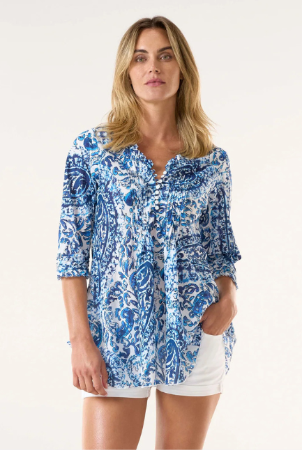 One Season - Poppy Top - Hydra Navy Cotton