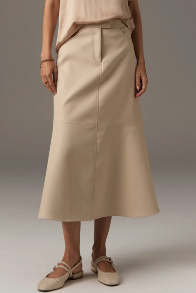 POL - Ollie Faux Leather Skirt - Pebble