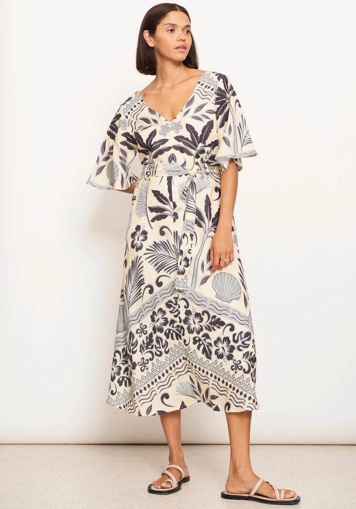 POL - Paradise Biase Dress - Paradise Palm Print