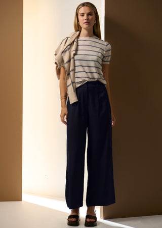 Sable Tee Stripe - Pebble/Blue | Pol