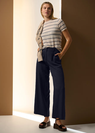 Sable Tee Stripe - Pebble/Blue | Pol