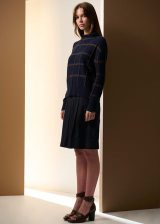 Sable Funnel Neck Knit - Ink/Choc | Pol