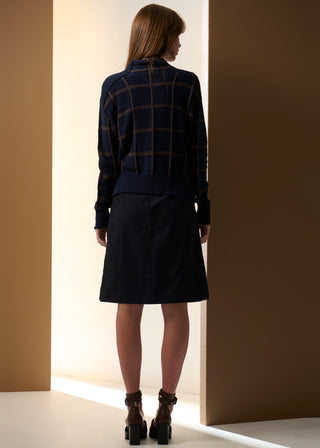 Sable Funnel Neck Knit - Ink/Choc | Pol