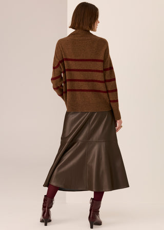 Astor Stripe Knit - Toffee/Wine | POL