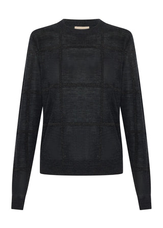 Westin Lurex Check Knit - Charcoal | POL