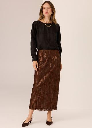 Sequence Beaded Skirt - Choc | POL