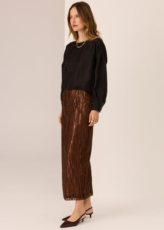 Sequence Beaded Skirt - Choc | POL