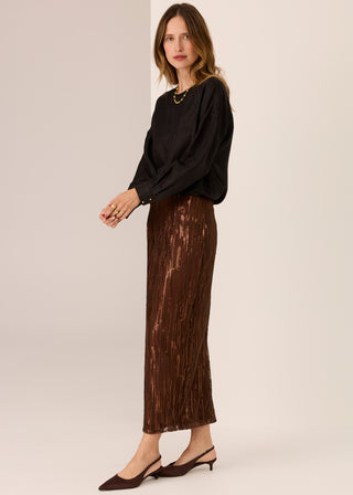 Sequence Beaded Skirt - Choc | POL