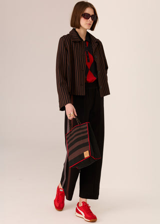 Kline Knit Tote - Choc/Black/Red | POL