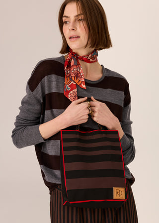 Kline Knit Tote - Charcoal/Green | POL