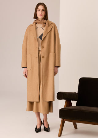 Cohen Long Wool Coat - Camel | POL
