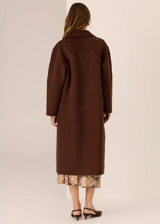 Cohen Long Wool Coat - Walnut | POL