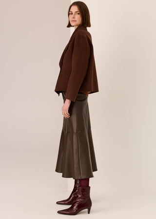 Cohen Cropped Wool Coat - Walnut | POL