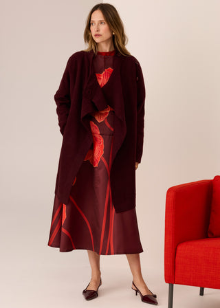 Wyatt Boiled Wool Coat - Merlot | POL