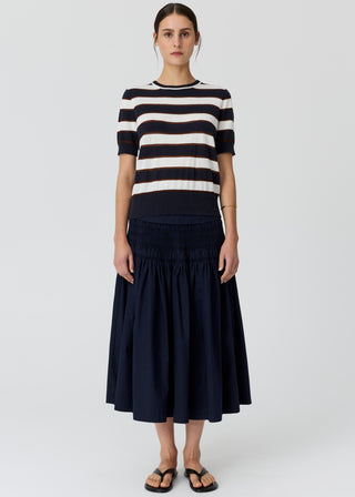 Darcey Stripe Knit Tee – Ink/White/Choc | POL