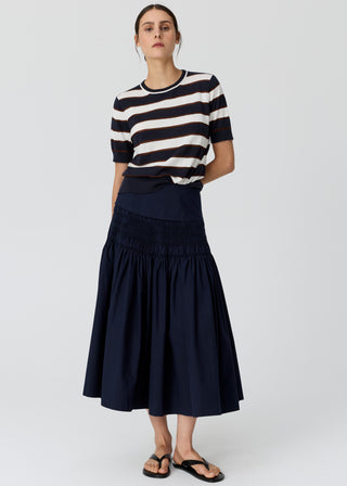Darcey Stripe Knit Tee – Ink/White/Choc | POL