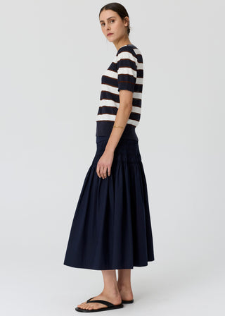Darcey Stripe Knit Tee – Ink/White/Choc | POL