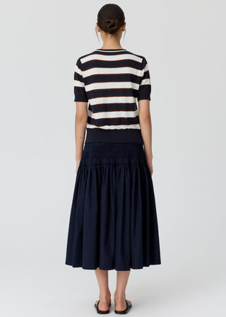 Darcey Stripe Knit Tee – Ink/White/Choc | POL