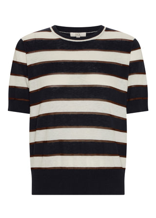Darcey Stripe Knit Tee – Ink/White/Choc | POL